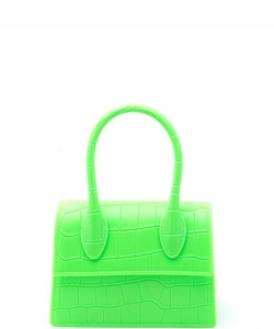 Fashion Smooth Croc Handle Bag PM0722-7156 GREEN/
